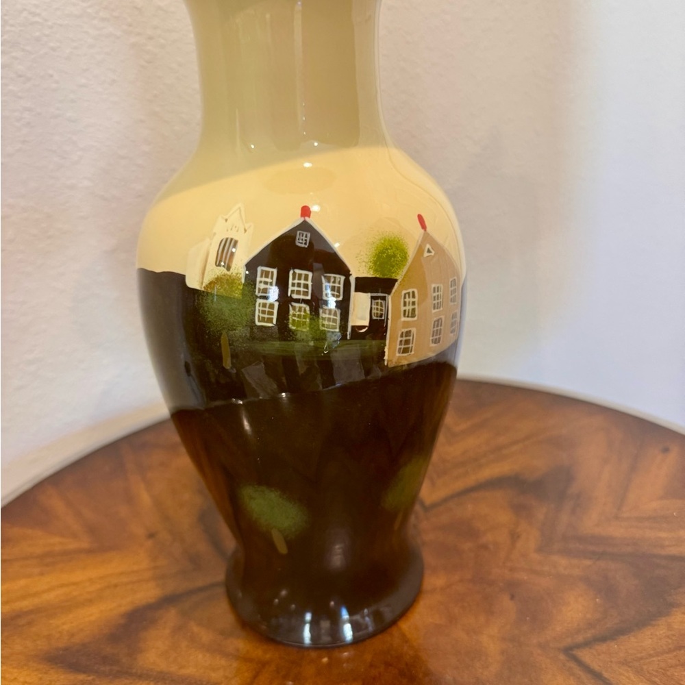 Vintage Hand-Painted Ceramic Vase with Folk Art Design 12” - Picture 10 of 16